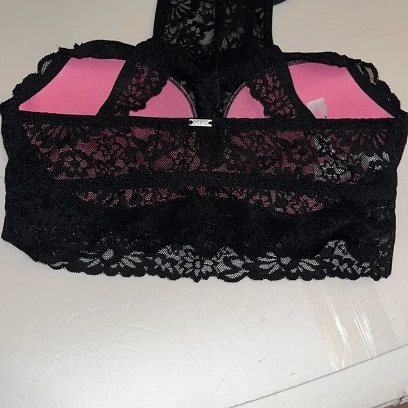 Victoria’s Secret PINK Black Lace Underwire Halter Bra size S - Picture 3 of 5